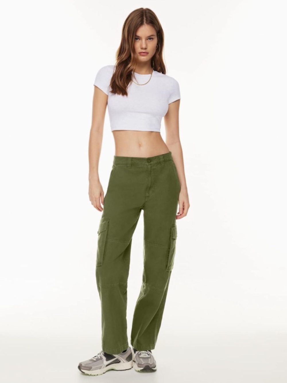 Aritzia TNA Troop Cargo Pants Green Utility Pockets 100% Cotton Size 4